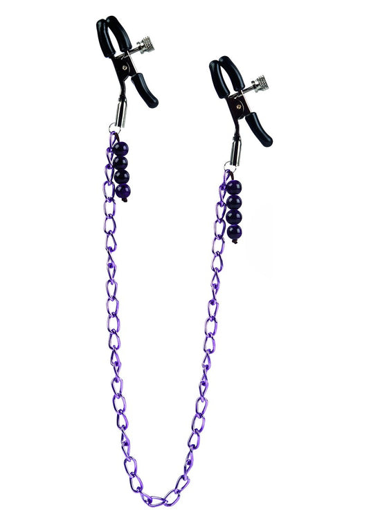 CalExotics Nipple Play Purple Chain Nipple Clamps Tepelklemmen @ Happytoys Sexshop: Toys for Feeling Happy & Easy 😊