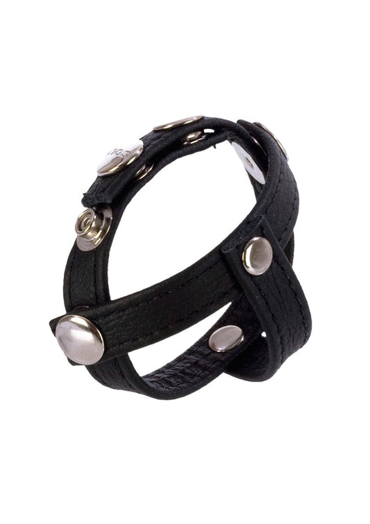 ♂ CalExotics COLT Leather C/B Strap H-Piece Divider Cockring