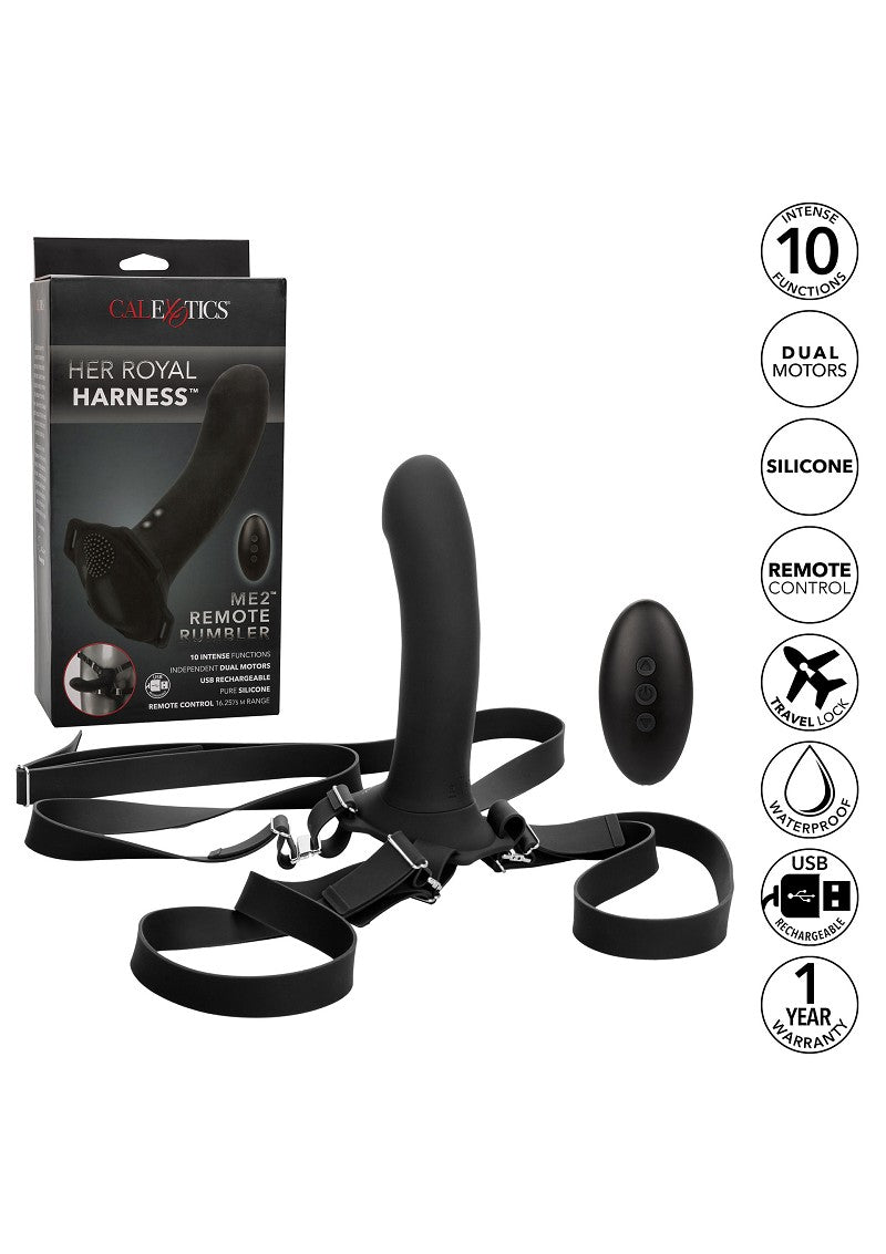 ♂ ♀ CalExotics Her Royal Harness Me2 Remote Rumbler Pegging Strap-On