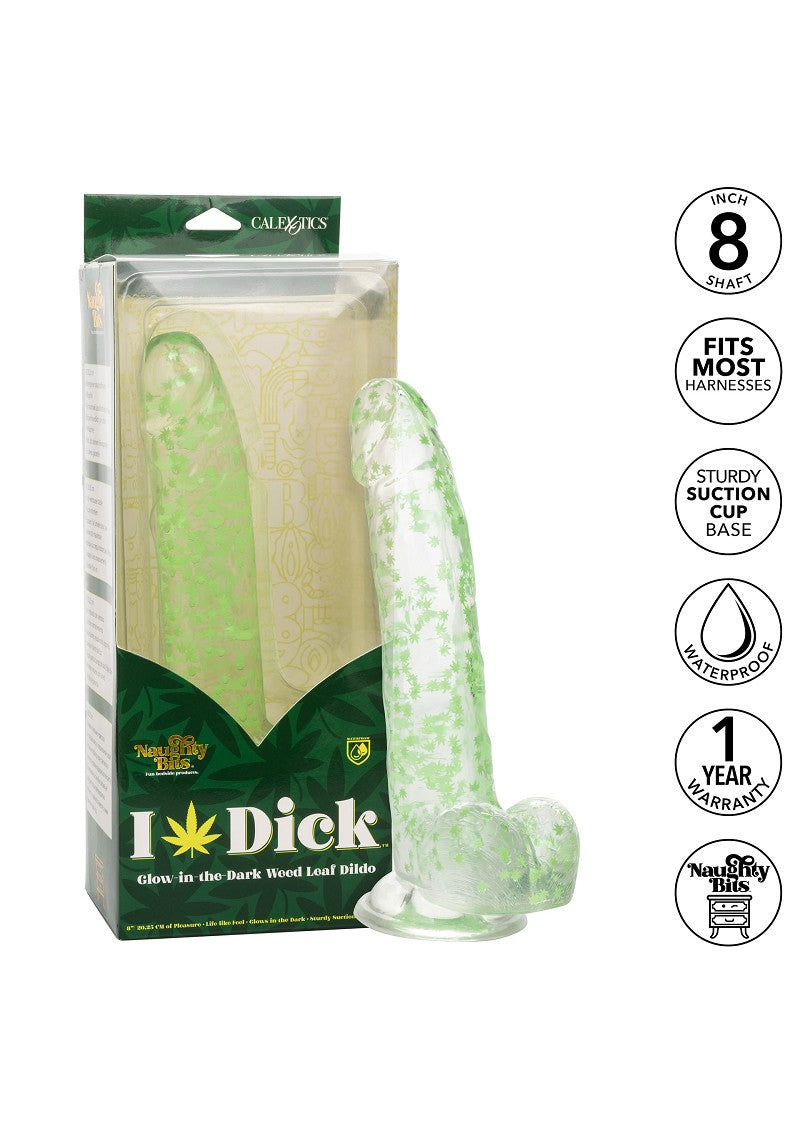 ♀ ♂ CalExotics Naughty Bits I Leaf Dick Glow-In-The-Dark Weed Leaf Dildo @ Happytoys Sexshop: Toys for Feeling Happy & Easy 😊