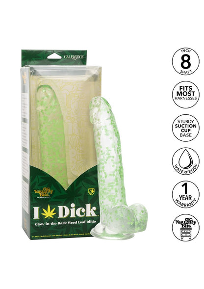 ♀ ♂ CalExotics Naughty Bits I Leaf Dick Glow-In-The-Dark Weed Leaf Dildo