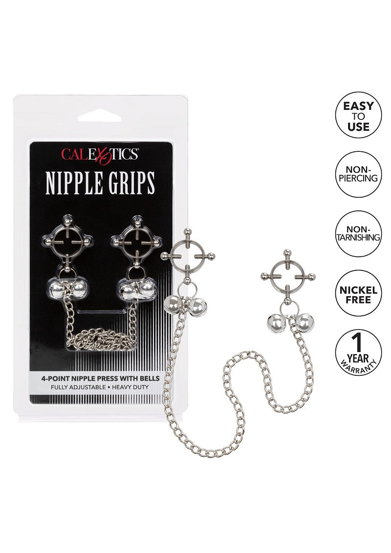 ♀ CalExotics Nipple Grips 4-punts tepelpers met bellen