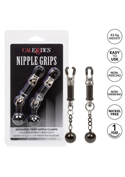 ♀ ♂ CalExotics Nipple Grips Weighted Twist Nipple Clamps