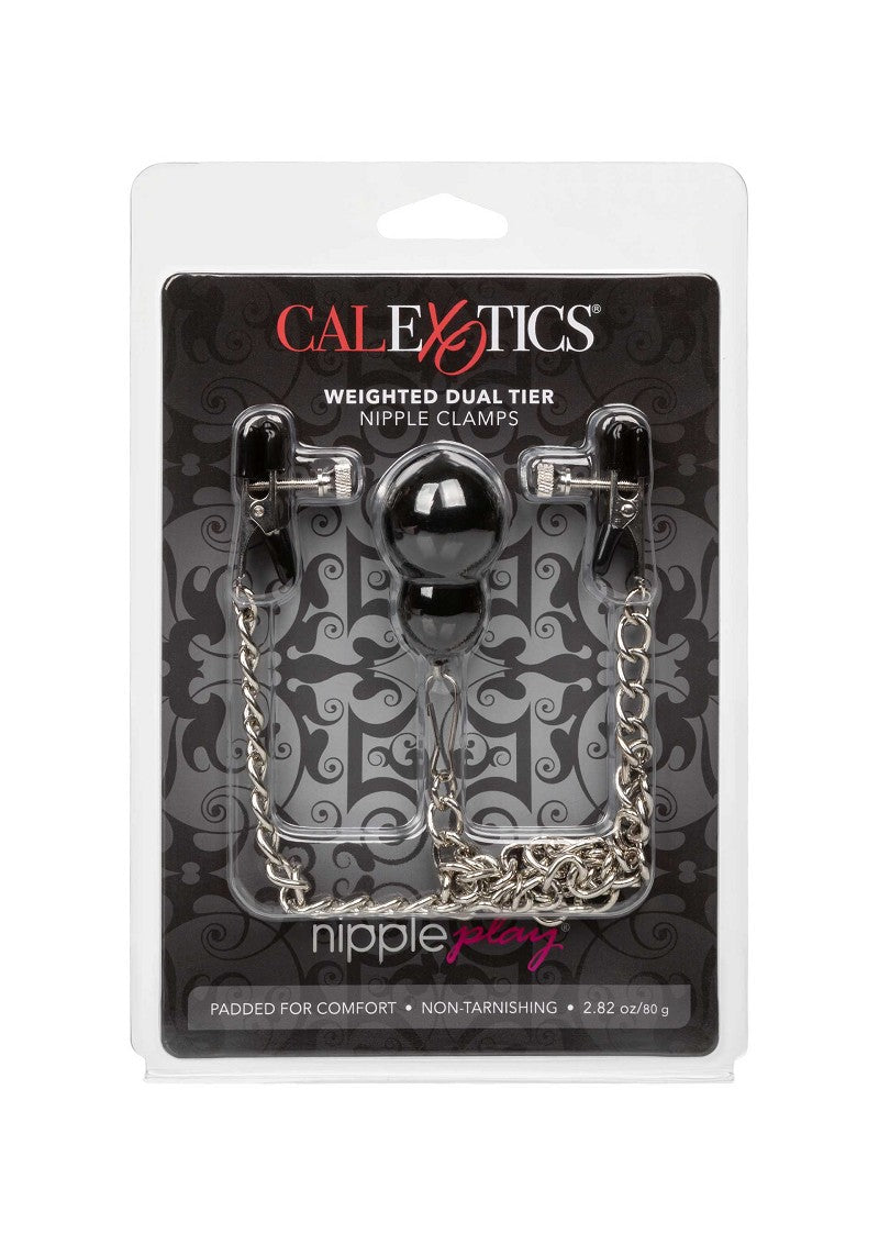 ♀ CalExotics Nipple Play Weighted Dual Tier Nipple Clamps