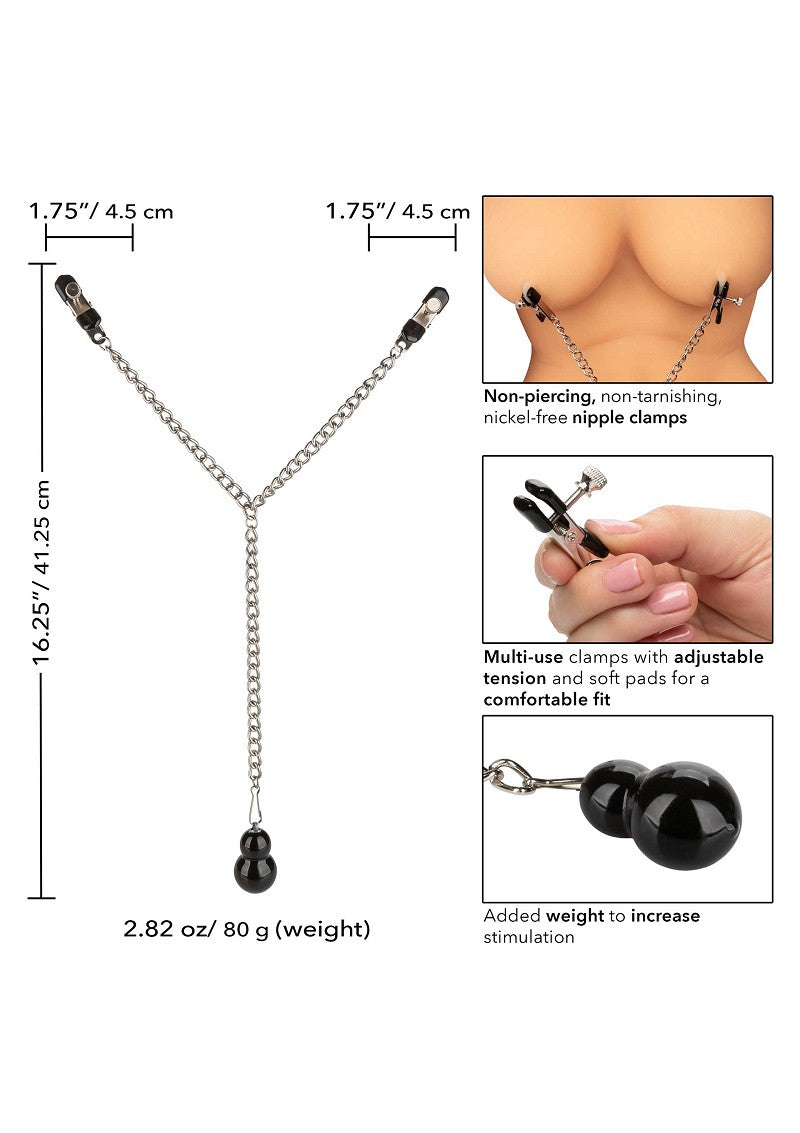 ♀ CalExotics Nipple Play Weighted Dual Tier Nipple Clamps