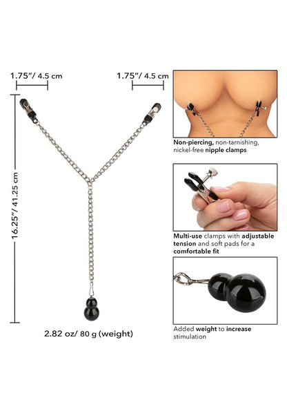 ♀ CalExotics Nipple Play Weighted Dual Tier Nipple Clamps