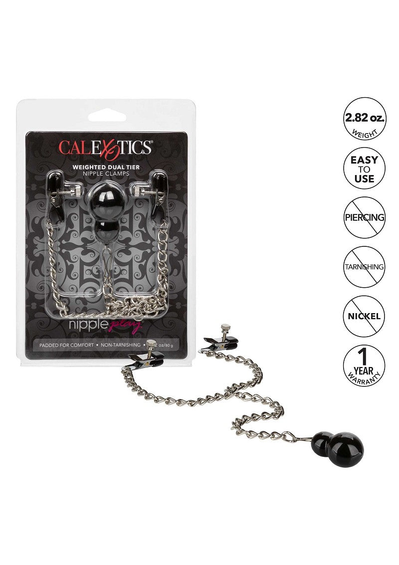 ♀ CalExotics Nipple Play Weighted Dual Tier Nipple Clamps