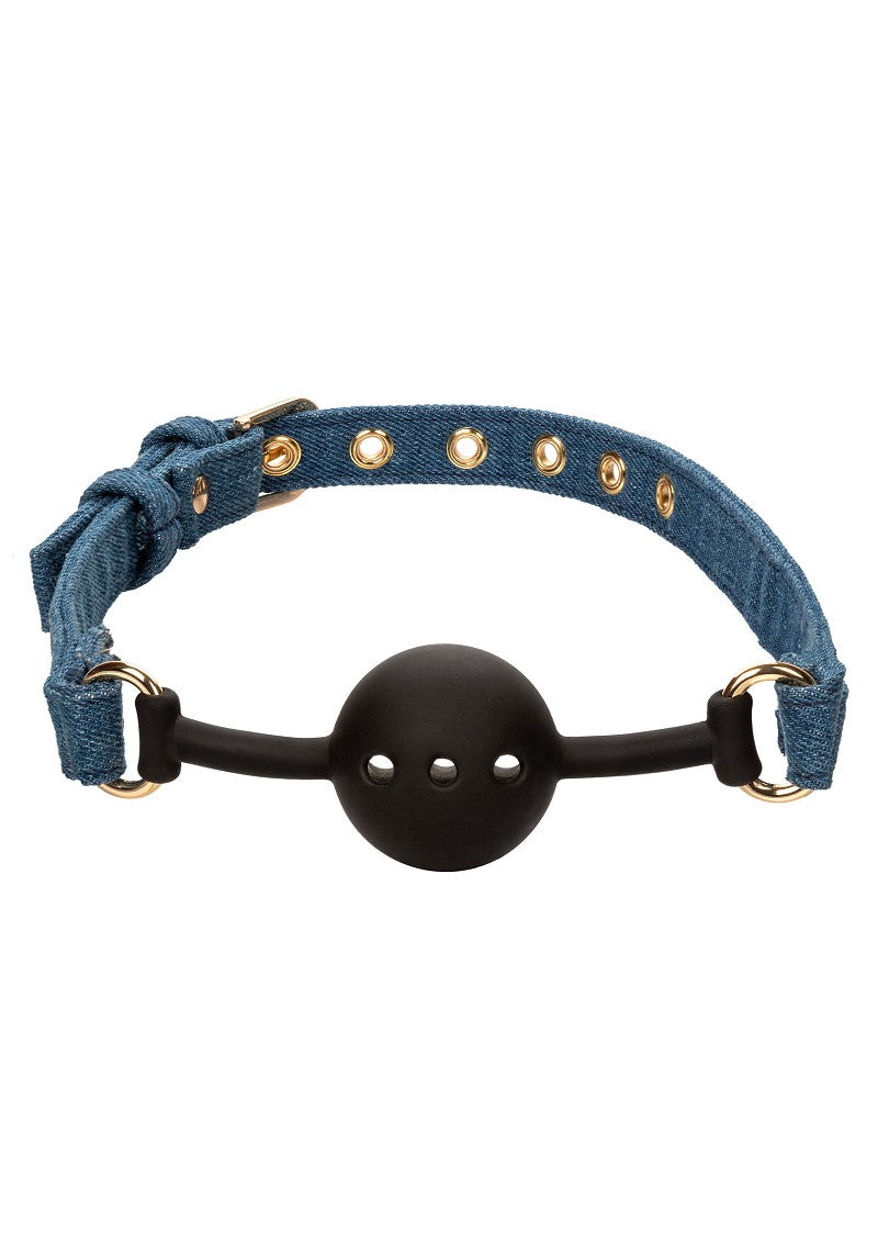 ♂ ♀ CalExotics Ride 'em Premium Denim Collection Ball Gag