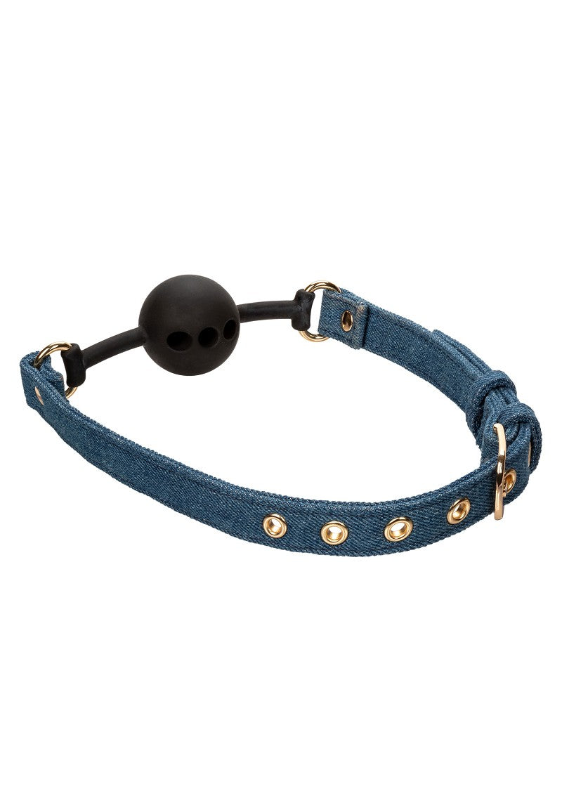 ♂ ♀ CalExotics Ride 'em Premium Denim Collection Ball Gag