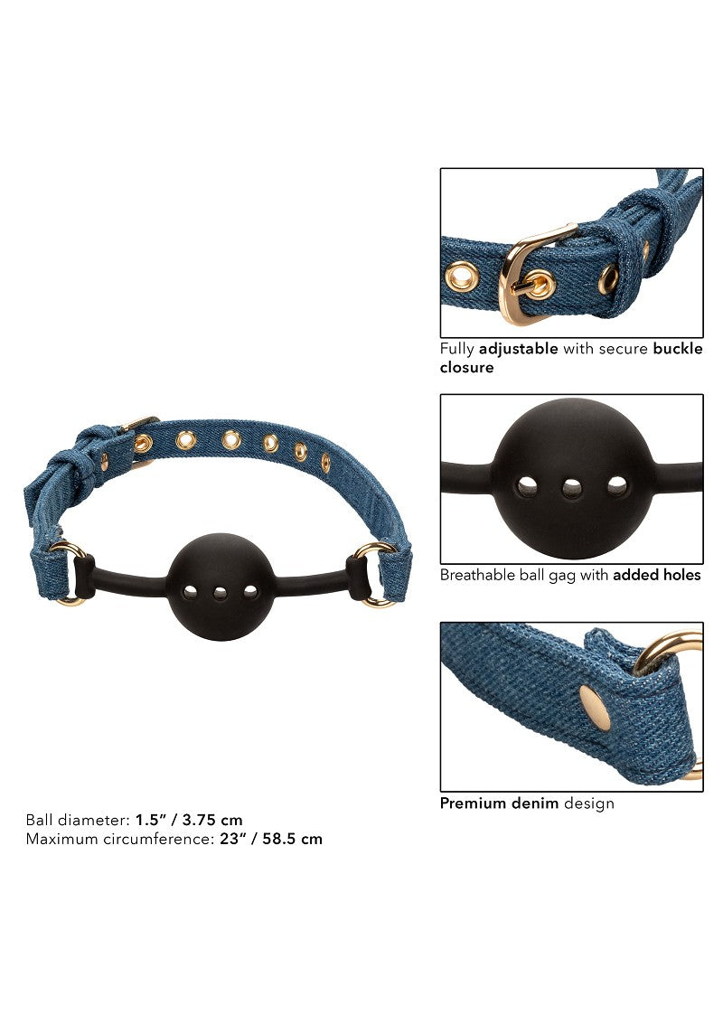 ♂ ♀ CalExotics Ride 'em Premium Denim Collection Ball Gag @ Happytoys Sexshop: Toys for Feeling Happy & Easy 😊