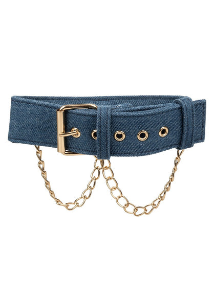 CalExotics Ride 'em Premium Denim Collection Halsband mit Leine