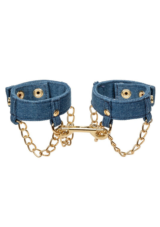 ♀ CalExotics Ride 'em Premium Denim Collection Wrist Cuffs @ Happytoys Sexshop: Toys for Feeling Happy & Easy 😊