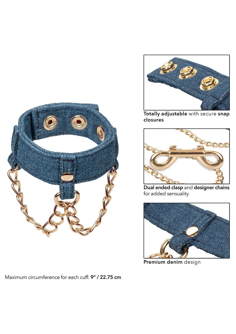 ♀ CalExotics Ride 'em Premium Denim Collection Wrist Cuffs