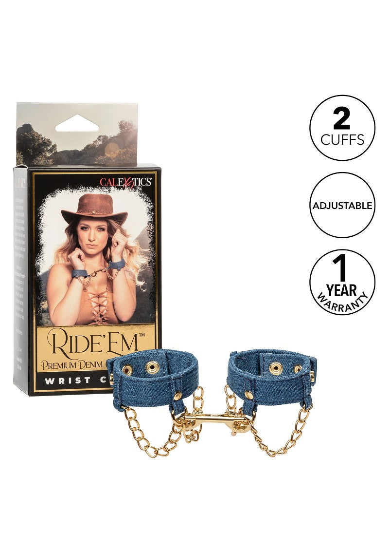 ♀ CalExotics Ride 'em Premium Denim Collection Wrist Cuffs @ Happytoys Sexshop: Toys for Feeling Happy & Easy 😊