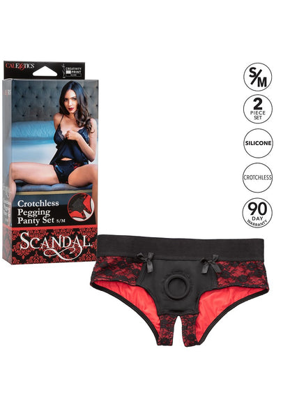 ♀ CalExotics Scandal Crotchless Pegging Panty Set S/M