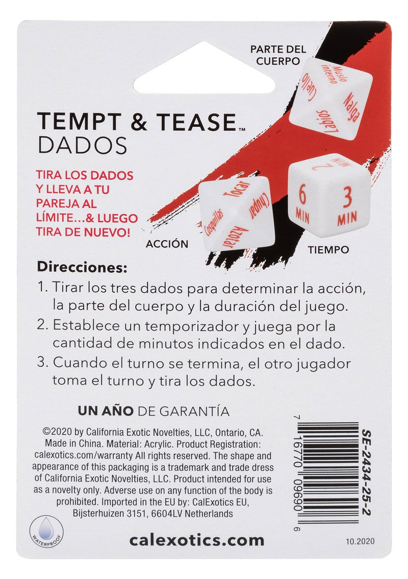 ♂ ♀ CalExotics Tempt & Tease Dados dice (ESP) @ Happytoys Sexshop: Toys for Feeling Happy & Easy 😊