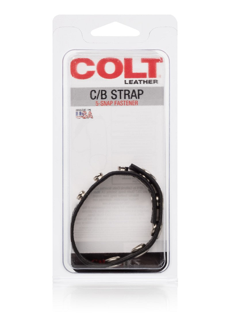 ♂ CalExotics COLT Leather C/B Strap 5-Snap Fastener Cock /  Ball ring