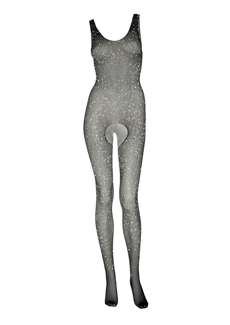 Leg Avenue Bodystocking met open kruis, bezet met strass steentjes @ Happytoys Sexshop: Toys for Feeling Happy & Easy 😊