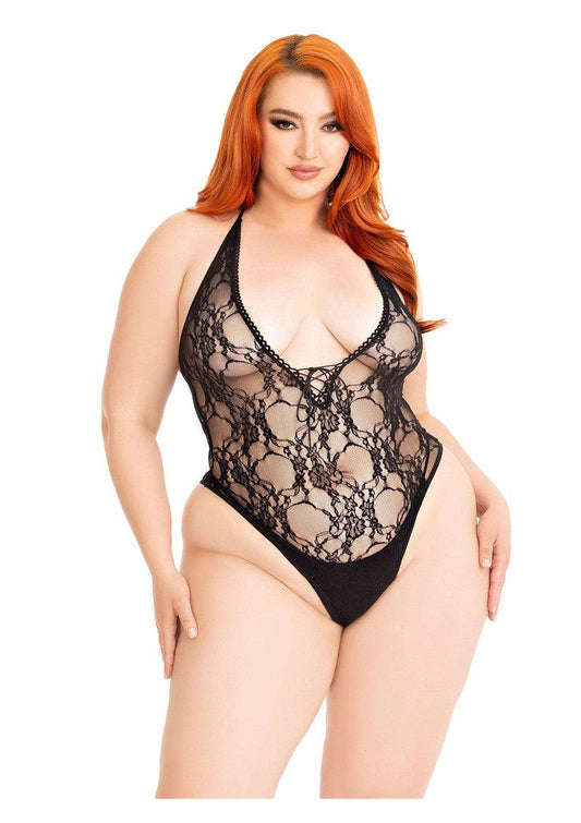 Leg Avenue Floral lace deep-V teddy + | Happytoys | Discreet | Vertrouwd |Snelle levering