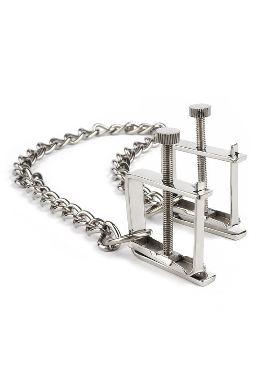 ♂ Mr. Steel Press Nipple Clamps With Chain